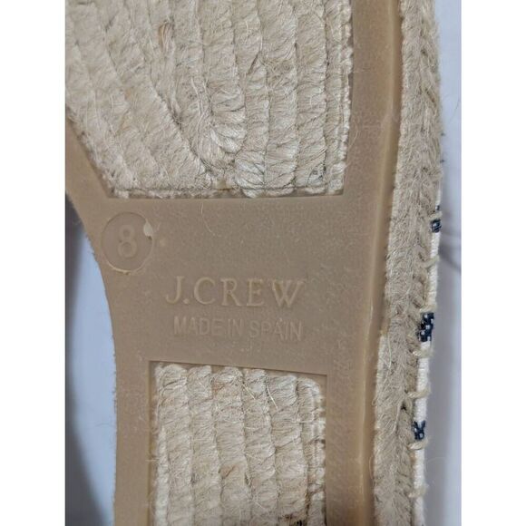 J. Crew Women's Blue & White Striped Canvas Loader Rope Sole Flat Shoes Size 8 - Picture 6 of 6